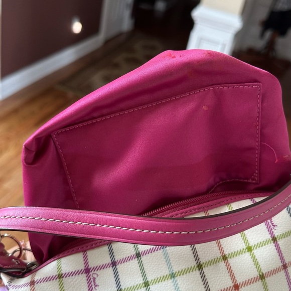 Coach Pink and Cream Plaid Shoulder Bag - Picture 10 of 10